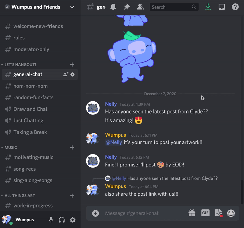 A demonstration of navigating through a Discord server using Keyboard Navigation.