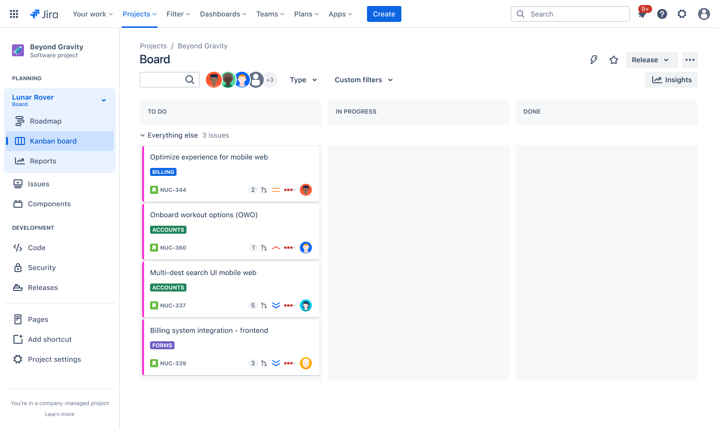 Screenshot van Jira-workflow.