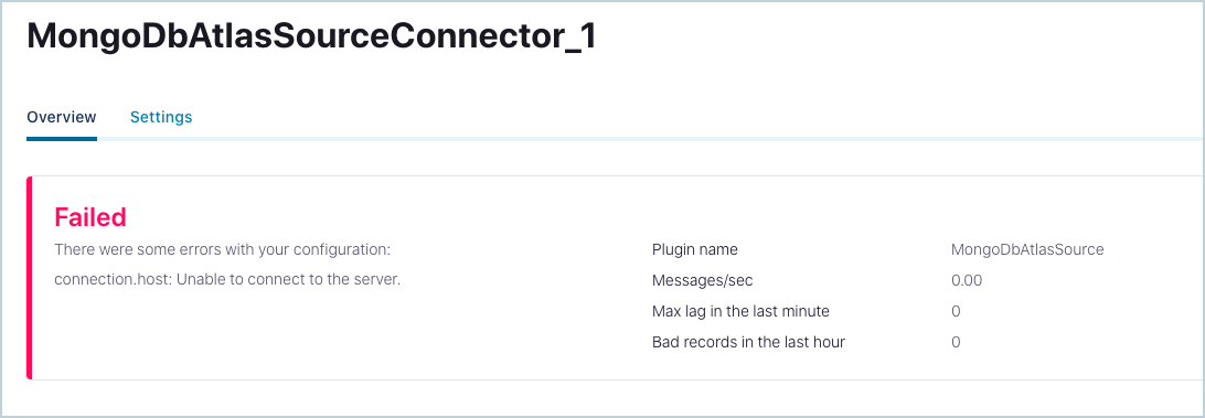 Connection failure event