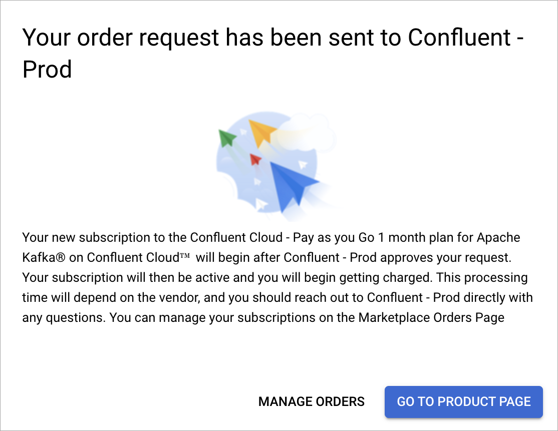 Google Cloud Marketplace dialog with the GO TO PRODUCT PAGE button.