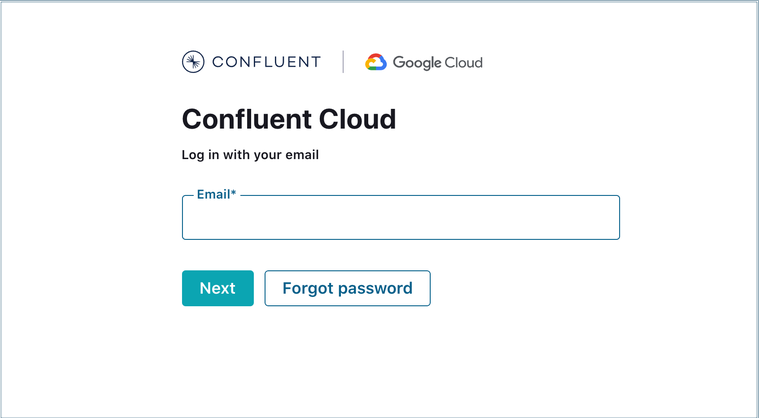 Confluent Cloud sign-in page.