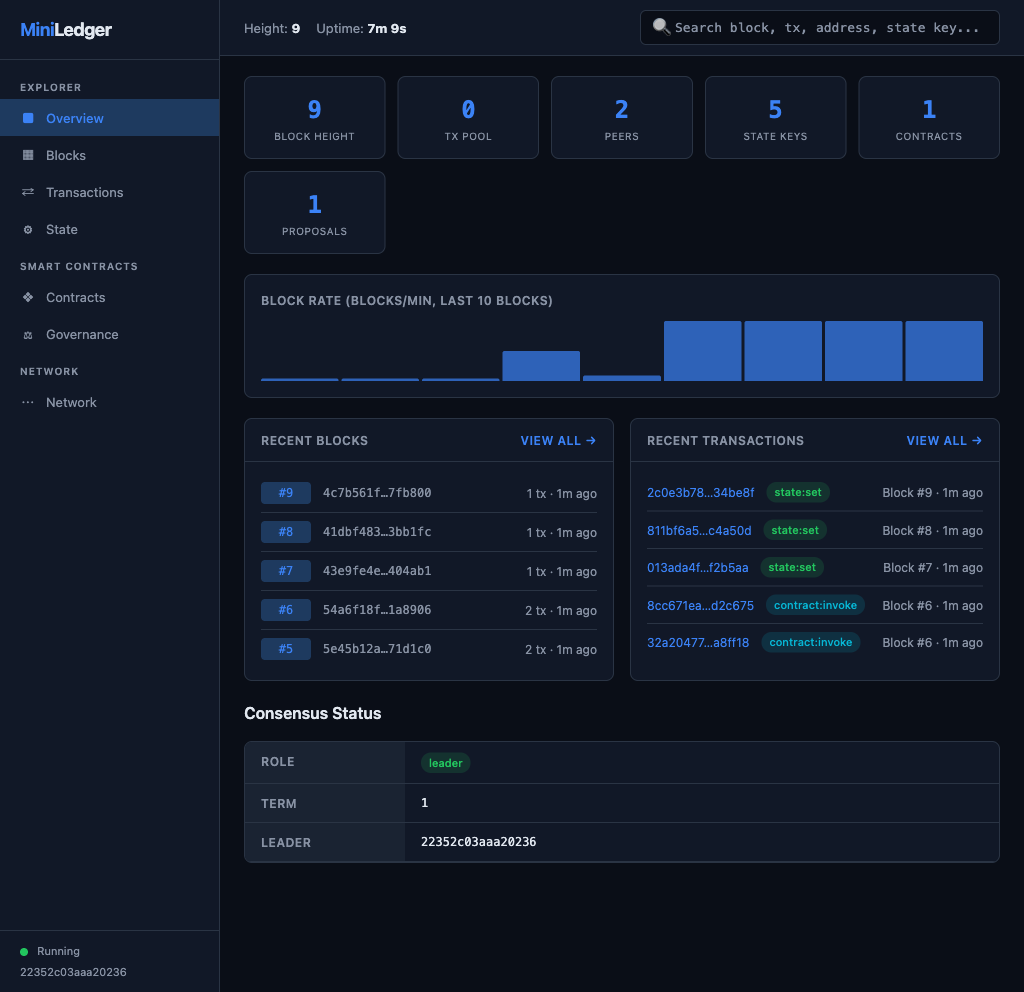 MiniLedger Block Explorer Dashboard