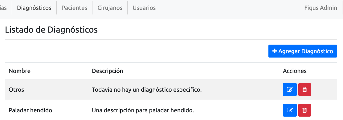 Diagnostics screen