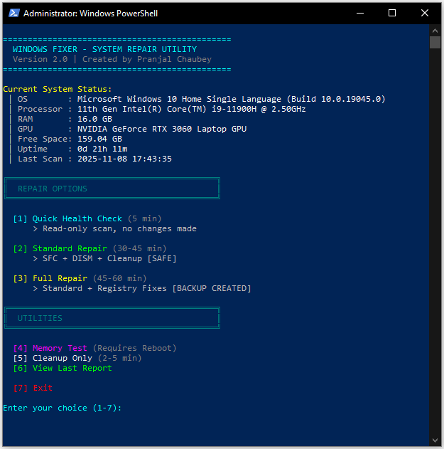 Windows Fixer Demo