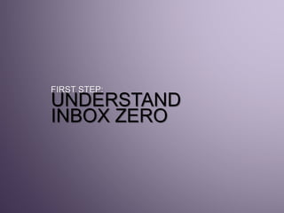 FIRST STEP:
UNDERSTAND
INBOX ZERO
 