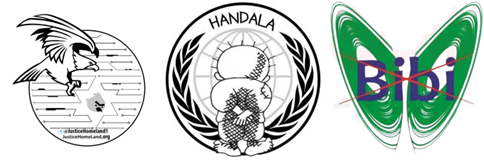 Logos of Void Manticore personas (from left to right): Homeland Justice, Handala and Karma.