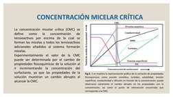 CONCENTRACIÓN MICELAR CRÍTICA
La concentración micelar crítica (CMC) se 
define 
como 
la 
concentración 
de 
tensioactivos