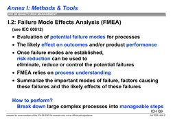 Annex I: Methods & Tools
prepared by some members of the ICH Q9 EWG for example only; not an official policy/guidance
July 20