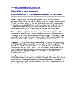 Link: http://www.rms.net/tut_perform.htm 
 
Subject: IT Performance Management 
 
Tutorial: Introduction To IT Performance Ma