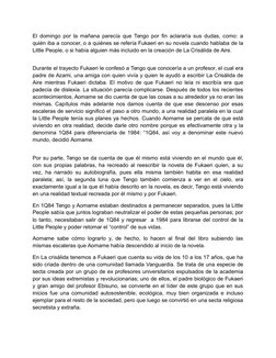 El domingo por la mañana parecía que Tengo por fin aclararía sus dudas, como: a
quién iba a conocer, o a quiénes se refería F