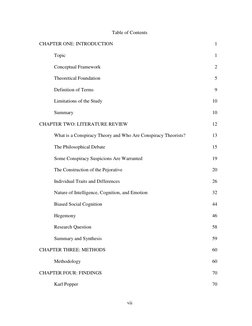 vii
Table of Contents
CHAPTER ONE: INTRODUCTION
Topic
Conceptual Framework
Theoretical Foundation
Definition of T
