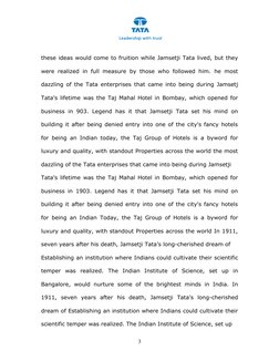 these ideas would come to fruition while Jamsetji Tata lived, but the
