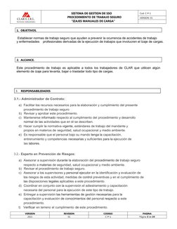SISTEMA DE GESTION DE SSO
PROCEDIMIENTO DE TRABAJO SEGURO