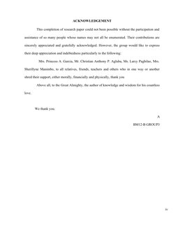 ACKNOWLEDGEMENT
            This completion of research paper could not been possible without the participation and
assistanc