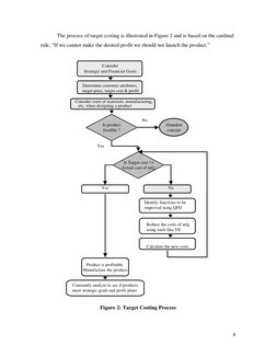 4
The process of target costing is illustrated in Figure 2 and is based on the cardinal
rule, “If we cannot make the desired