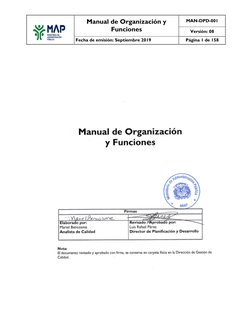 Manual de Organización y
Funciones
MAN-DPD-001
Versión: 08
Fecha de emisión: Septiembre 2019
Página 1 de 158