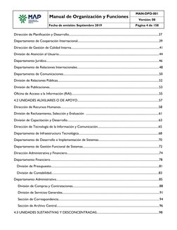 Manual de Organización y Funciones
MAN-DPD-001
Versión: 08
Fecha de emisión: Septiembre 2019
Página 4 de 158
Direcci