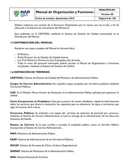 Manual de Organización y Funciones
MAN-DPD-001
Versión: 08
Fecha de emisión: Septiembre 2019
Página 8 de 158
Deberá