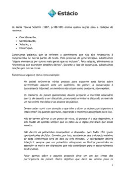 2
Já Maria Teresa Serafini (1987, p.188-189) ensina quatro regras para a redação de
resumos:
Cancelamento;
