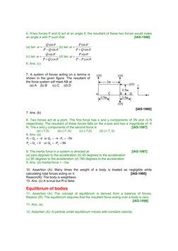 6. If two forces P and Q act at an angle θ, the resultant of these two forces would make
an angle a with P such that