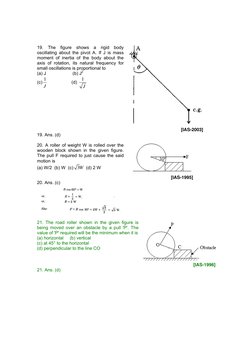 19. The figure shows a rigid body
oscillating about the pivot A. If J is mass
moment of inertia of the body about the
axis
