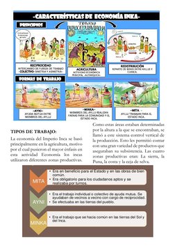 TIPOS DE TRABAJO: 
La economía del Imperio Inca se basó 
principalmente en la agricultura, motivo 
por el cual pusieron el