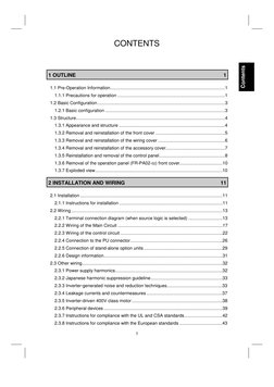 CONTENTS
I
1 OUTLINE
1
1.1 Pre-Operation Information.........................................................................