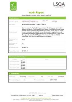 This report shall not be reproduced in part without the permission of LSQA
If you would like to feedback comments on the BRC