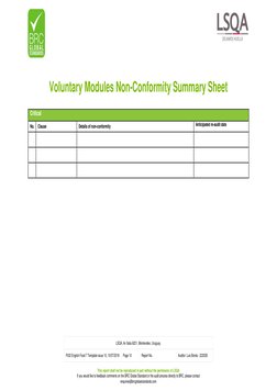 This report shall not be reproduced in part without the permission of LSQA
If you would like to feedback comments on the BRC
