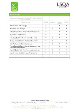 This report shall not be reproduced in part without the permission of LSQA
If you would like to feedback comments on the BRC