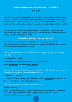 2
Manual de como ser Arrebatamento Em Espírito
Introdução
Já pensou se você fosse super-humano que atravessasse pare