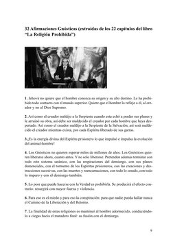 32 Afirmaciones Gnósticas (extraídas de los 22 capítulos del libro
“La Religión Prohibida”)
1. Jehová no quiere que el hombre