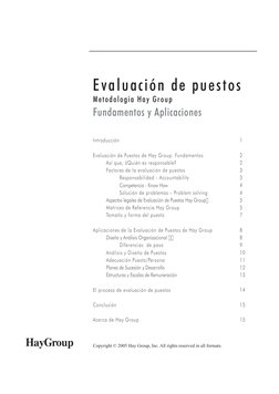 Evaluación de puestos
Metodología Hay Group
Fundamentos y Aplicaciones
Introducción
Evaluación de Puestos de