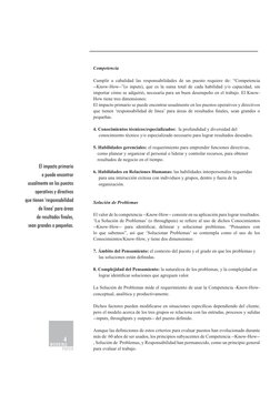 WORKING
PAPER
Competencia
Cumplir a cabalidad las responsabilidades de un puesto requiere de: “Competencia
--Know-How--”(o
