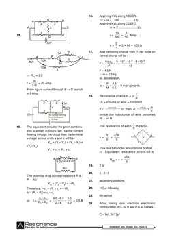 WORK SHOP_IJSO_ STAGE-I  _SOL._PAGE # 9
14.
 Req = 3/2
i = 
2
/
3
30  = 20 Amp.
From figure current through B  D branch
= 5