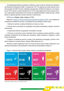 9
A Confederação Brasileira de Atletismo (CBAt) foi criada a partir da extinção da Confedera-
ção Brasileira de Desportos (CB