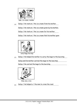 - 20 -
G.C.E. (O.L) English Language Evaluation Report 2015
Saliya / He took an / the ice cream from his mother.
Saliya