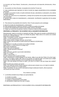 La invención del Tercer Mundo. Construcción y deconstrucción del desarrollo (Introducción). Arturo
Escobar.
5. De acuerdo con