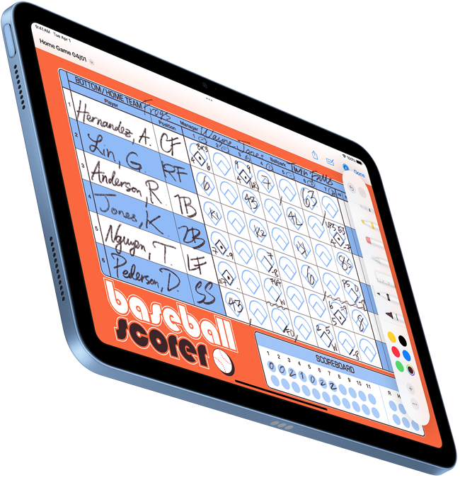 „iPad“ ekrane rodomas ranka parašytas dokumentas, sukurtas naudojant „PDF Markup“.