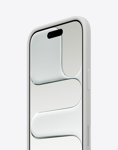 iPhone Air 安装有浅灰色防护边框，以正面斜侧外观展示纤薄外形。